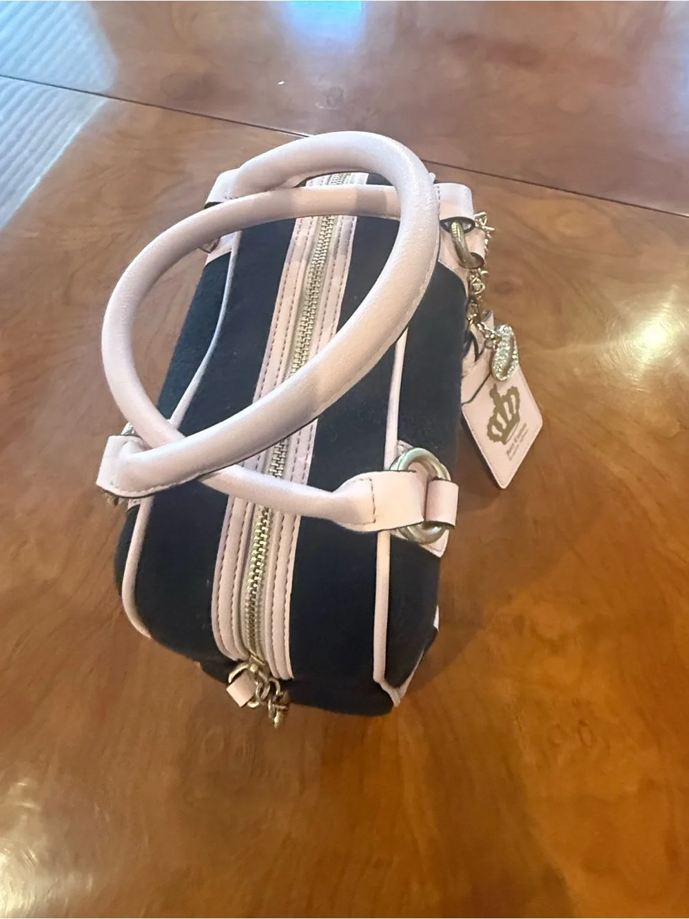 Juicy Couture Lovers Club Y2K Black & Pink Bowler Bag + Charms